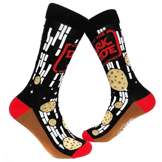 Come To The Dark Side We Have Cookies Socks Funny Sci Fi Movie Footwear (Black) - Mens (7-12) Funny Graphic Socks Comfortable Fitted Spandex Cotton