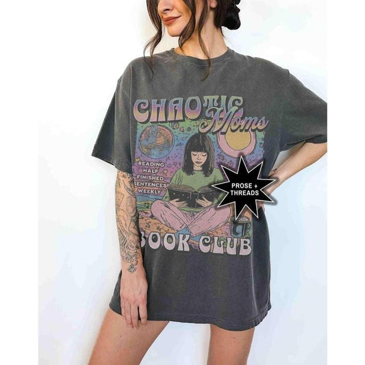 Comfort Color Chaotic Moms Book Club Shirt Library Shirt Bookstagram Born To Read Bookish Things For Book Lovers Romantasy
