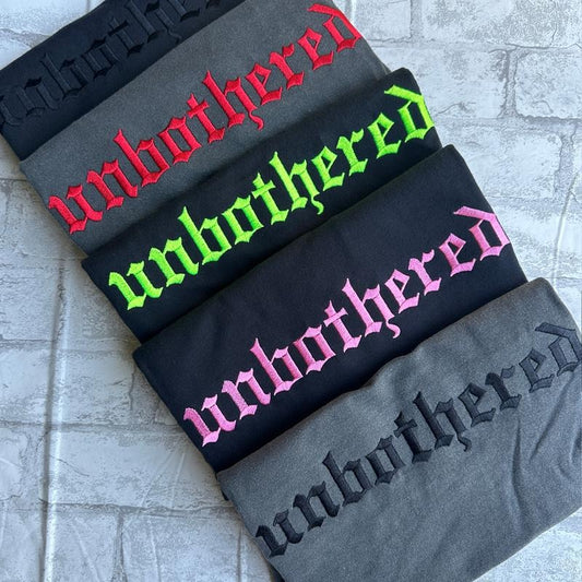 Comfort Colors - Unbothered Embroidered T-shirt Casual Casual Cotton Top Womenswear Short Sleeves