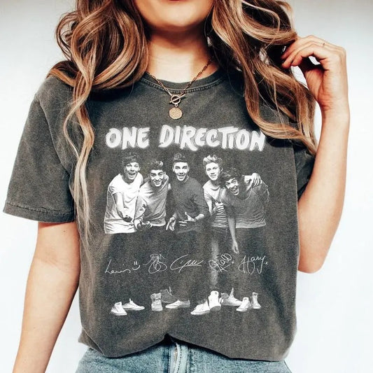 Comfort Colors 90s One Direction Pop Music Shirt, Member's Signature One Direction Shirt, 1D Thanks For Memories Shirt