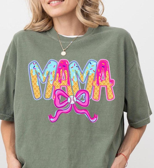 Comfort Colors Baseball Drip Mama Shirt, Mothers Day Shirt, Mothers Day Gift, Baseball Ice Cream Drip Shirt, Game Day Shirt, Baseball Season