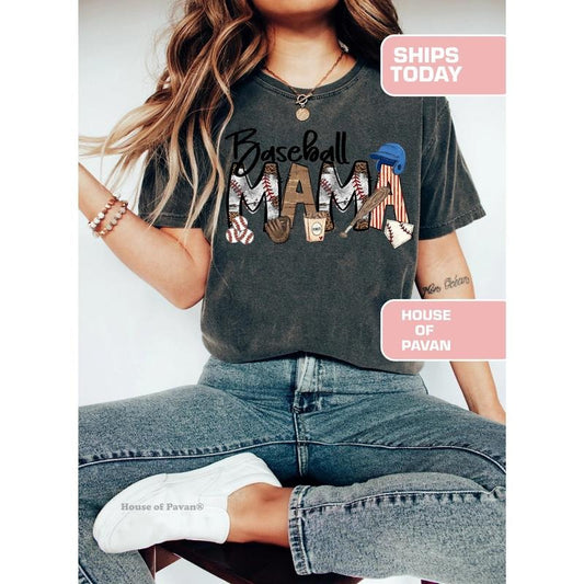 Comfort Colors Baseball Mama Tee, Baseball Mom Shirt, Baseball Shirt For Women, Sports Mom Shirt, Family Baseball Shirt