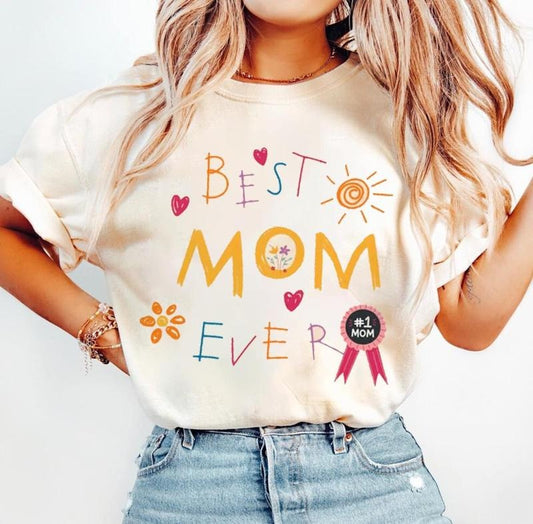 Comfort Colors Best Mom Ever T-Shirt Funny Mama Tee Vintage Mother Shirt Trendy Mom Gift, Gift Ideas