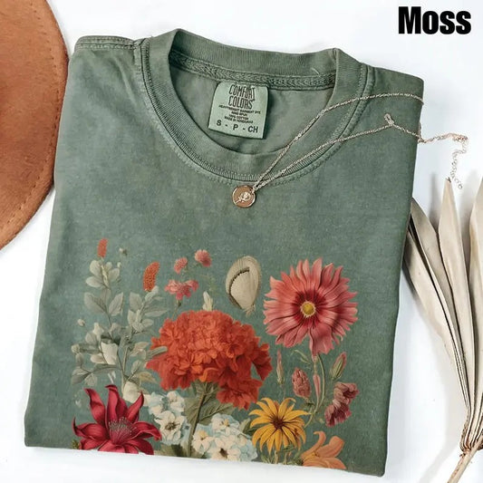Comfort Colors Boho Wildflowers Cottagecore T-Shirt, Gift For Her Shirt Whimsigoth Plant Shirt Floral Shirt Gift For Women