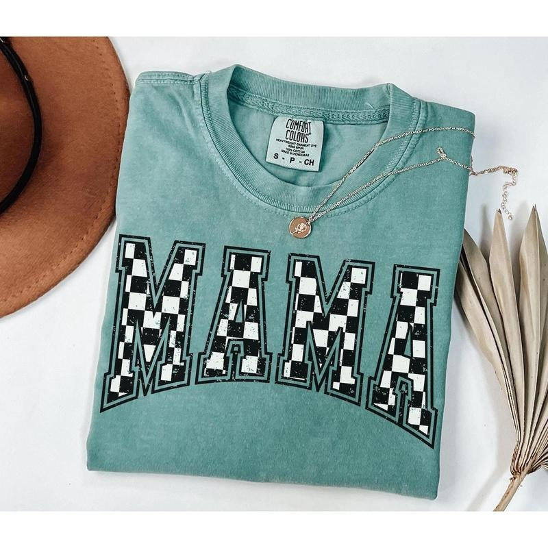 Comfort Colors Checkered Mama Shirt Gift for Mom, Retro Mom Tee, Mother's Day Gift, Vintage Checkered Mama Tshirt,...