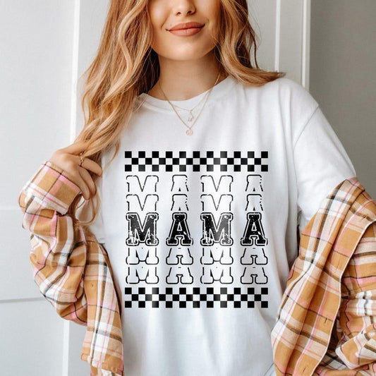 Comfort Colors Checkered Mama Shirt, Vintage Checkered Mama T-shirt, Gift for Mom, Retro Mom Tee, Mother's Day Gift, Varsity Mom Sweatshirt