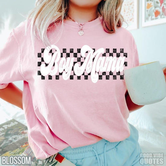 Comfort Colors Checkers Boy Mama Shirt, Retro Boy Mama Shirt, Vintage Boy Mama Tee,Motherhood Tshirt,Vintage Checkered Shirts,Boy Mama Club