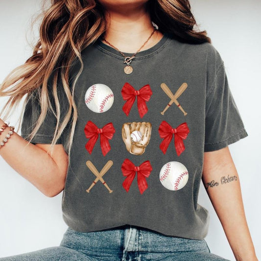 Comfort Colors Coquette Baseball Shirt, Baseball Bow Shirt, Baseball Mom T Shirt, Baseball Season Tee, Game Day Shirt