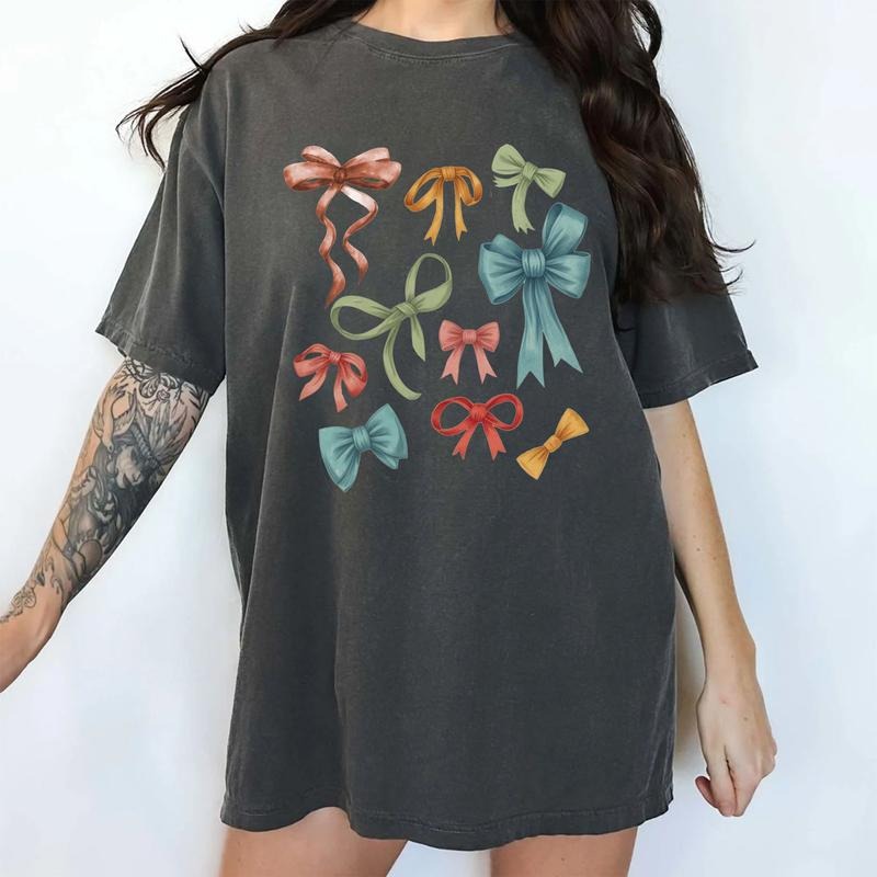 Comfort Colors Coquette Bows Shirt, Cute Bows Graphic Tee, Aesthetic Watercolor Bows Unhinged Shirt, Bows Vintage Women...