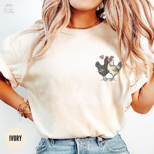 Comfort Colors Cottagecore Chicken T-Shirt, Comfort Colors Cute Chicken Lovers Gift For Mom Grandma, Farmer T-Shirt, Backyard Chickens