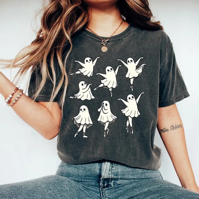 Comfort Colors Cute Ballet Ghost Shirt, Ballet Dancer, Spooky Dance Teacher Shirt, Spooky Dance Teacher Gift, Halloween...