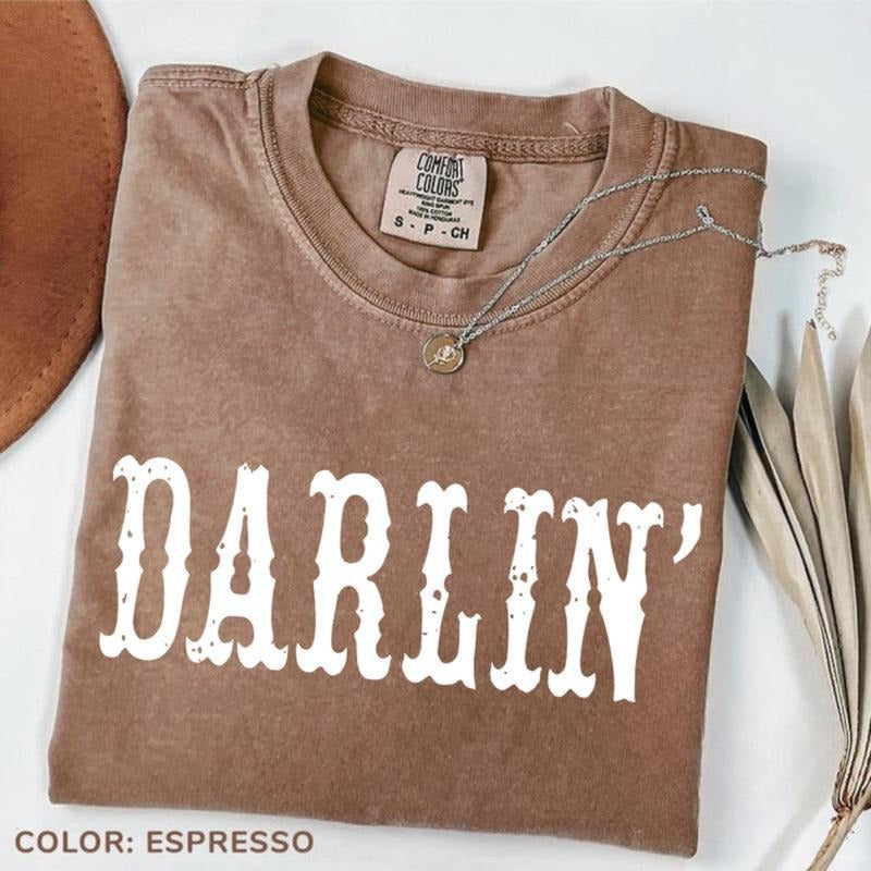 Comfort Colors DARLIN' Tshirt, Country Girl Shirts, Nashville Tee, Vintage Cowgirl Shirt, Funny Western T-Shirt Hoodie,...