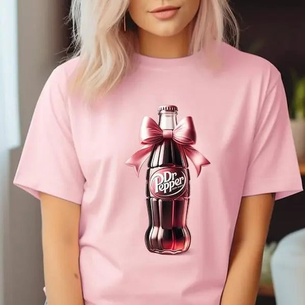 Comfort Colors DR. Pepper Shirt, Pink Bow Coquette Dr. Pepper Shirt, Trendy DR Pepper Shirt, Vintage Bow Collage Cute...