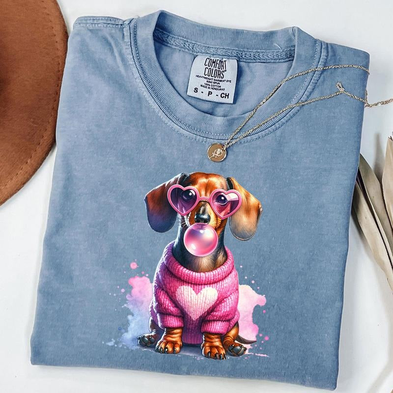 Comfort Colors Dachshund Bubblegum Shirt, Sausage Dog T-Shirt, Funny Dog Shirt, Unisex T-Shirt Hoodie, Sweatshirt