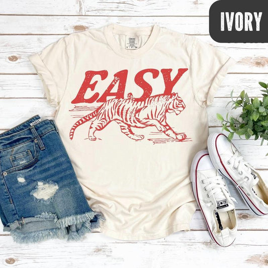 Comfort Colors Easy Tiger T-Shirt, Distressed Tiger Shirt, Vintage Tigers T-shirt, Retro Tiger Tee, Easy Tiger T-shirt, Gift Ideas