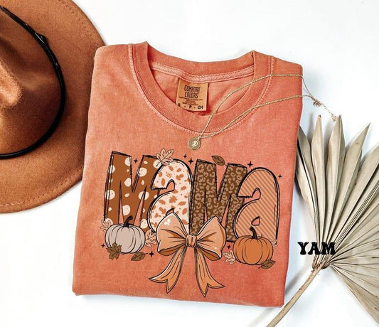 Comfort Colors Fall Mama T-Shirt, Pumpkin Season Mom Tee, Funny Fall Mama TShirts, Thanksgiving Mama T-Shirt, Women's Thanksgiving Tees