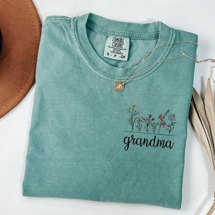 Comfort Colors Floral Grandma Shirt, Mothers Day Gift For Grandma, New Nana T-Shirt, Granny Tee, Gigi Mimi Tee, Nana TShirt