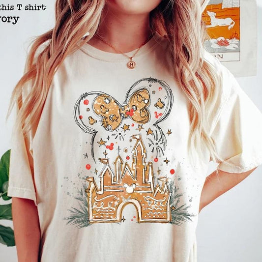 Comfort Colors Gingerbread Castle Christmas T-shirt, Crewneck Sweatshirt
