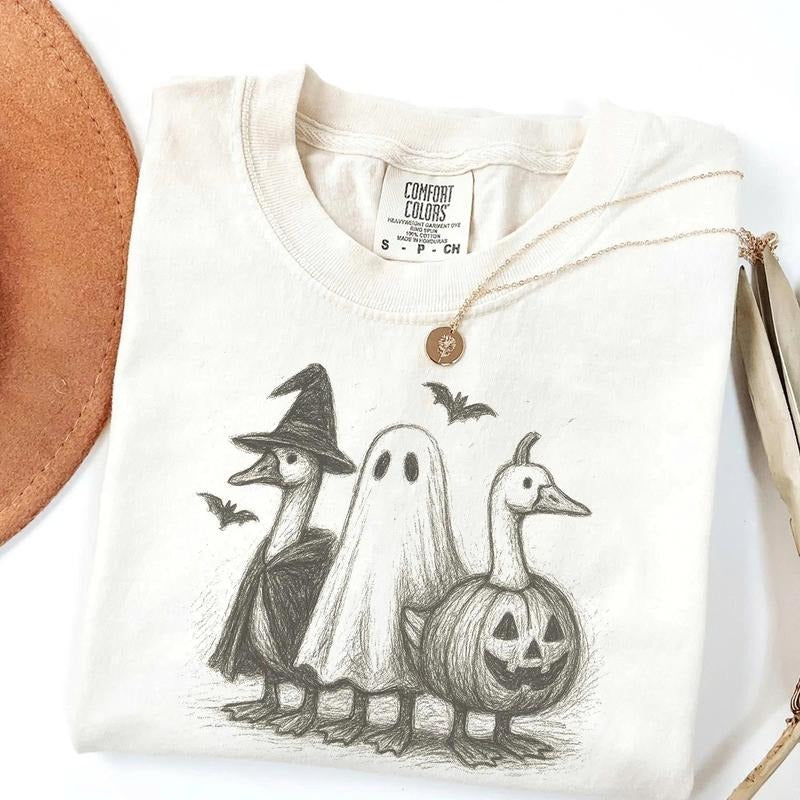 Comfort Colors Goose Halloween Shirt, Ghost Goose Tee, Cute Pumpkin Shirt, Spooky Season Fall Tee, Trick or Treat Shirt, Funny Halloween Gift