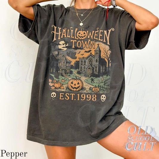 Comfort Colors Halloweentown Est 1998 Shirt, Vintage 90s Halloween University Tee, Retro Spooky Unisex Graphic T-Shirt