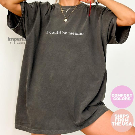 Comfort Colors I Could Be Meaner Tee Funny Graphic T-Shirt for Women Viral Aesthetic Streetwear Top