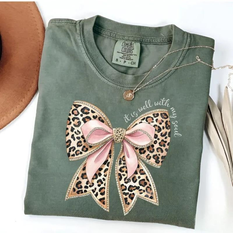 Comfort Colors It Is Well With My Soul Shirt, Pink Coquette Bow Religious Shirt, Coquette Bible Verse T-Shirt, Coquette Christian Girl Gifts