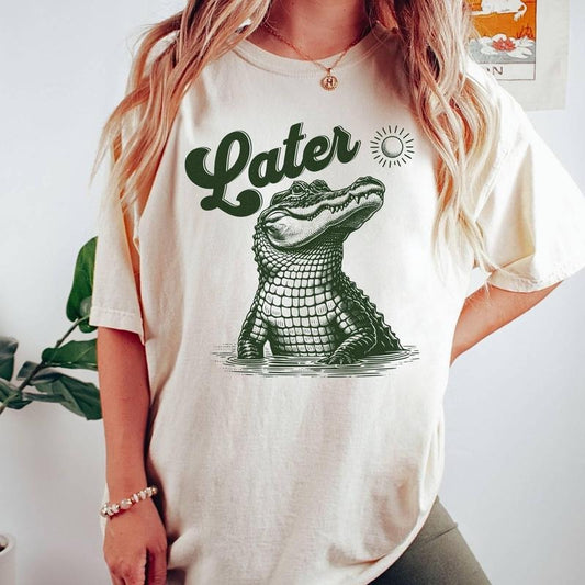 Comfort Colors Later Gator T-Shirt, Funny Aligator Shirt, Animal Lover Gift, Graphic Tee, Unisex Trendy Aesthetic T-shirt, Florida Vacation