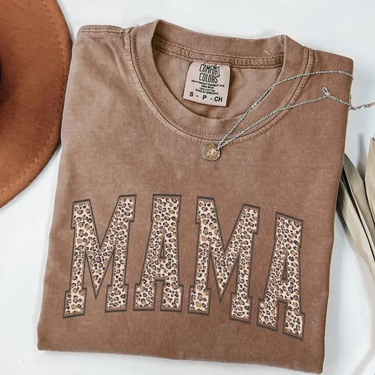 Comfort Colors Leopard Mama T-Shirt, Mothers Day Gift, Mom Shirt, Retro Mama Shirt, Gift For Mom, Mama Shirt, Leopard Mama T-Shirt