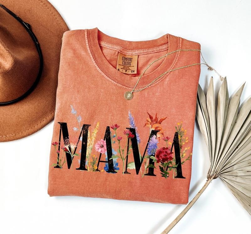 Comfort Colors Mama Shirt, Mothers Day Gift, Floral Mom Shirt, Mothers Day Shirt, Mom Birthday Gift, Mama Tshirt