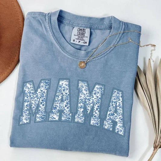 Comfort Colors Mama T-Shirt, Toile Floral Mama TShirt, Pregnancy Announcement Boy, Cute Mom Mothers Day Gift, Mom Life Tee, New Mom T-Shirt