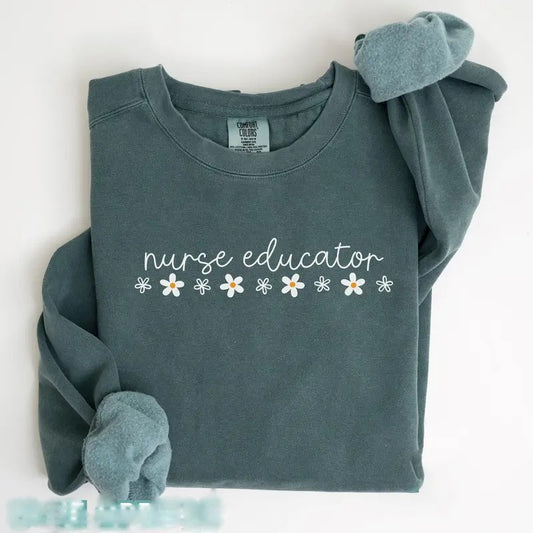 Comfort Colors Minimal Nurse Educator Sweatshirt, Clinical Nurse Instructor Sweater, Nursing School Professor, Gift for Rn Grad Cotton Menswear Soft Fabric