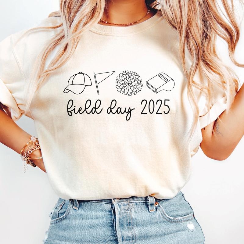 Comfort Colors Minimalist Field Day Shirt, Teacher Field Day Squad Shirt, Group Field Day 2025 Shirt Teacher, Field Day Group Shirt Cotton Top