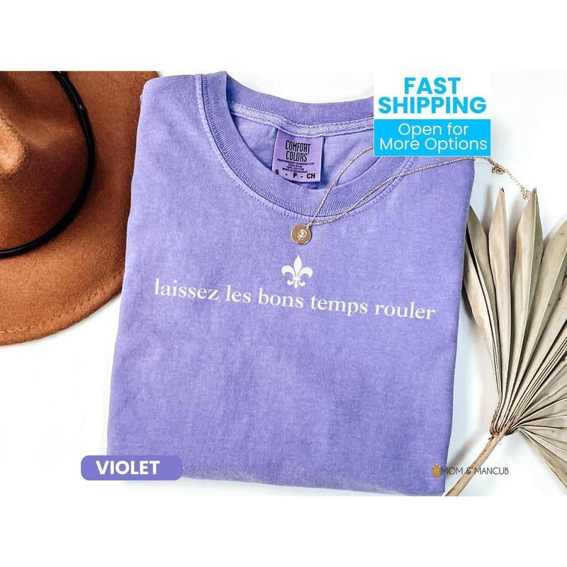 Comfort Colors Minimalist Mardi Gras T-Shirt, Laissez Les Bon Temps Rouler Tshirt, Mardi Gras Gift Shirt, Fat Tuesday...