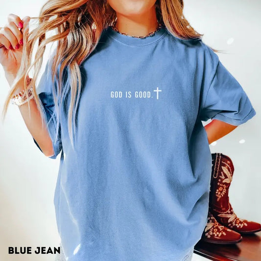 Comfort Colors Minimalist Shirt God is Good Trendy Christian T Shirt, Gift Faith T-shirt, Faith Church Group Shirts Soft Fabric Top Womenswear Collar Cotton Traditional