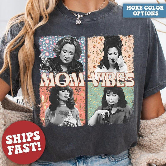 Comfort Colors Mom Vibes T-Shirt, Funny Mom Life T-Shirt, Retro Mother T-Shirts, Mother's Day Gift, Cool Mom Gifts