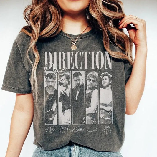 Comfort Colors One Direction Pop Music Shirt, Retro Direction Music Album Shirt, One Direction Member's Signature Shirt, 1D Gift For Fan