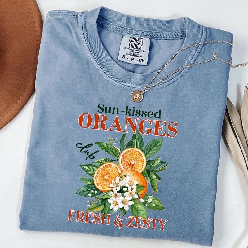 Comfort Colors Orange Shirt, Vintage Fruit Label Tee, Aesthetic Fruit Shirt Hoodie, Sweatshirt | DripVista.com