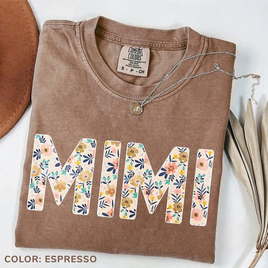 Comfort Colors Personalized Mimi T-shirt With Grandkids, Floral Mimi T-shirt, Mimi Gifts, Mother's Day Shirt, Grandma Shirt, Mimi Tee