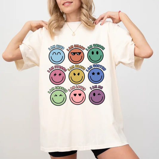 Comfort Colors Positive Affirmations Shirt, Grow Positive Thoughts Graphic Printed Tee, Mental Health Unhinged Shirt, Inspirational T-shirt, Mental Health Awareness Month Tee, Gift For Her, Womenswear, Cotton Fabric Relaxed Fit Chic Style