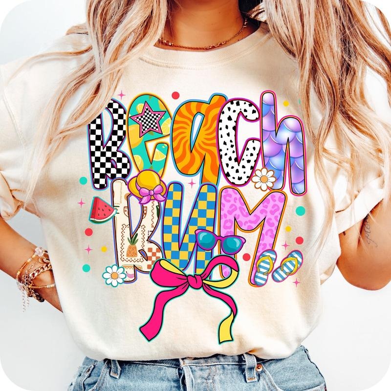 Comfort Colors Preppy Summer Beach Bum T-Shirt, Summer Vibes T-Shirt, Girly Beach Shirt, Retro Beach Shirt, Vacation Mode T-Shirt, Tropical Vibes