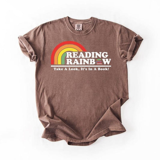 Comfort Colors Reading Rainbow Shirt, Take A Look, It's In A Book Shirt, Funny Bookworm Gift For Women, Book Nerd Graphic Tee, Book Club D5FYL