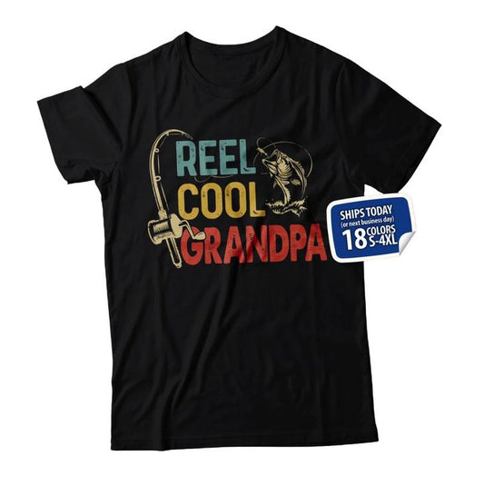 Comfort Colors Reel Cool Grandpa Shirt for Men, Grandpa Fishing T-Shirt, Grandpa Fisherman, Grandpa Gift from Grandkids, Grandpa's Fishing Buddy, Fish Life