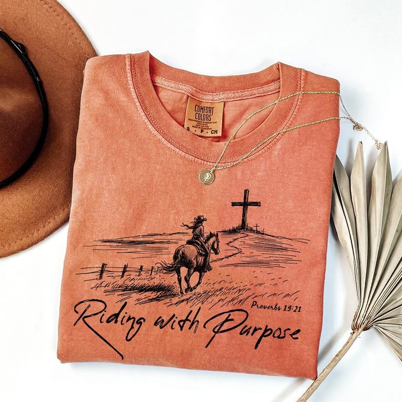 Comfort Colors Religious Shirt, Riding with Purpose Shirt, Christian T-Shirt, Western Graphic Tee