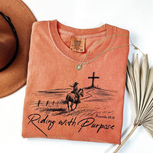 Comfort Colors Religious Shirt, Riding with Purpose Shirt, Christian T-Shirt, Western Graphic Tee