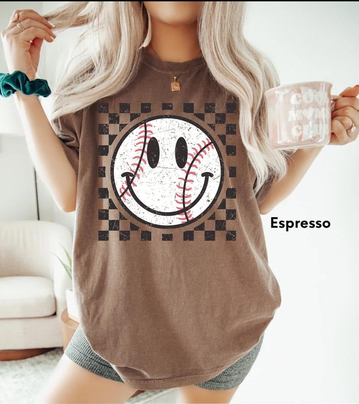 Comfort Colors Retro Baseball Shirt,Kids Baseball Shirt,Baseball Mom shirt,Baseball Smiley Shirt,Baseball Glove Shirt