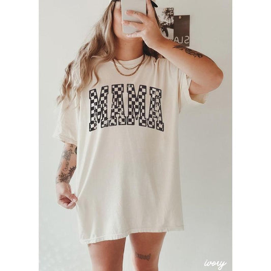 Comfort Colors Retro Checkered Mama Shirt Mothers Day Gift From Daughter for Mom, Mama Tshirt For Birthday For Her, Baby Shower Christmas