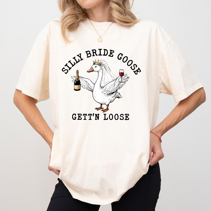 Comfort Colors Silly Bride Goose Shirt, Funny Wedding Gifts for Bride, Bachelorette Tops, Engagement Tees, Fiancée Gifts,...