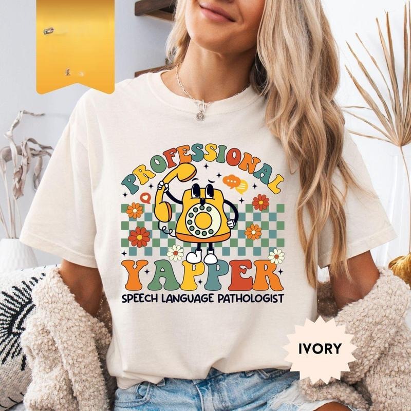 Comfort Colors Speech Therapy Shirt, Speech Therapist T-shirt, Aesthetic Speech Language Pathologist Shirt, SLP Tee,Professional Yapper Tee LZRU6