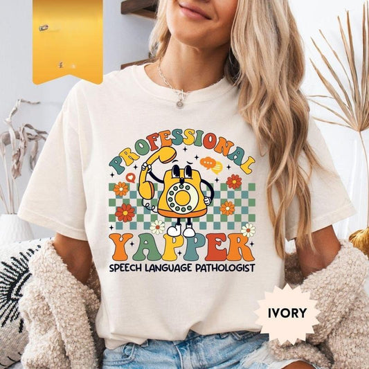 Comfort Colors Speech Therapy Shirt, Speech Therapist T-shirt, Aesthetic Speech Language Pathologist Shirt, SLP Tee,Professional Yapper Tee LZRU6