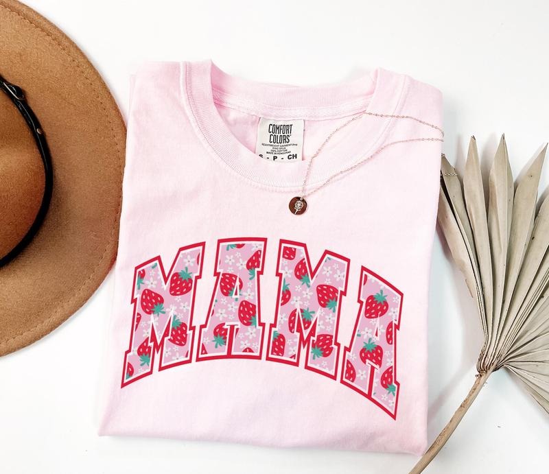 Comfort Colors Strawberry Mama T Shirt, Strawberry Mom Shirt, First Mothers Day Gift For Mama Tshirt, Baby Announcement Tee, New Mom Gift